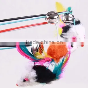 Useful Pet Puppy Cat Funny Flexible Feather Teaser Bell Sound Rod Stick Play Toy thumbnail-1