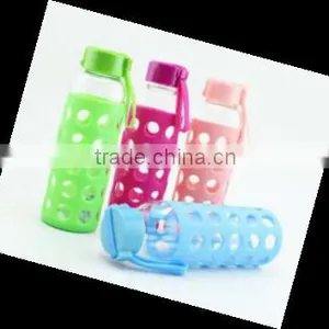 PP Lid Salfty Glass Water Bottle With Silicone Sleeve thumbnail-3