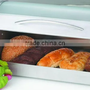 Stainless Steel Bread Box With Glass Lid thumbnail-3