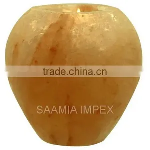 Beautiful Himalayan Salt Candle Holder Apple Shape thumbnail-1