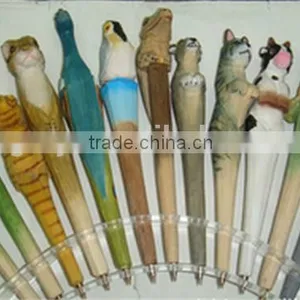 Animal Wooden Carving Creative Ballpoint Pen Wood Ball Point Pens Handmade Sculpture Student Ball-point thumbnail-4