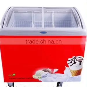 BEST SELLER Curved Chest Ice Cream Showcase Freezer Sliding Door Freezer thumbnail-3