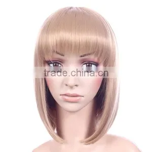 European Style New Design Lolita Short Wig Cheap Synthetic Blonde Bangs Wig thumbnail-2