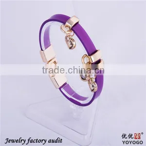 2016 Braided Purple Silicone Custom Silicone Bracelets thumbnail-1