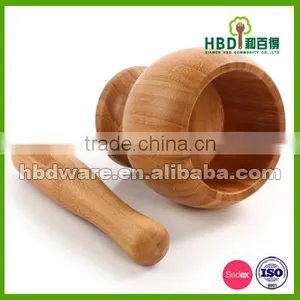 Eco-friendly Wood Mortar and Pestle Set for Kitchen thumbnail-3