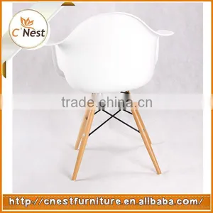 Plastic Armrest Wood Legs Chair Sale thumbnail-1