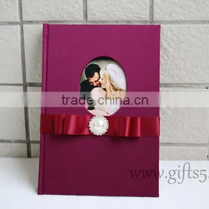 Luxury Silk Covor Wedding Guest Book With Ribbon thumbnail-2