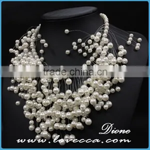 New Fashion Classy Lady White Exaggerate Pear Beaded Choker Necklace Product thumbnail-2