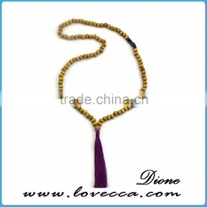 Wholesale Handmade SMALL MOQ Colorful Fashion Wooden Beads Tassel Necklace thumbnail-1