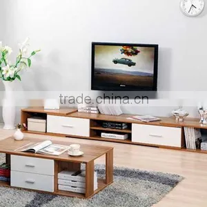 The Modern Wood Grain and White Color TV Stand for Living Room thumbnail-2