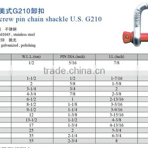 U.S.type Shackle, G210 Forged D Shackle, Screw Pin d Shackle thumbnail-2