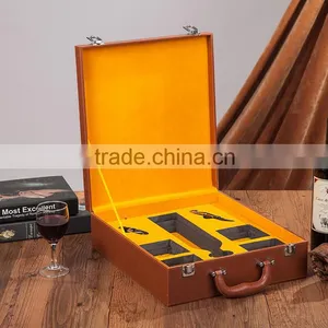 The Chinese Factory Wholesale Custom Packing Box, High-grade PU Leather Wine Champagne Brown Gift Boxes, Tea Boxes thumbnail-4