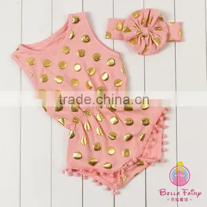 Wholesale Baby Romper With Pom Pom Trim,girl Romper for Baby thumbnail-1