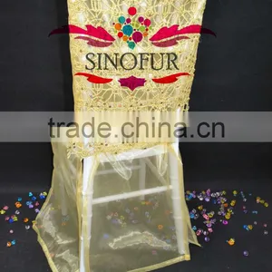 Gold Embroidery Lace Chair Cover thumbnail-1
