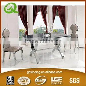 TH316 Modern Stainless Steel Dining Table With Tempered Glass Top thumbnail-6