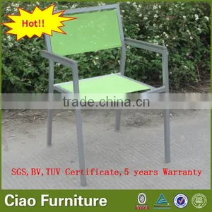 Leisure Stackable Garden Mesh Fabric Chair Plastic Wooden Arm Chair thumbnail-2