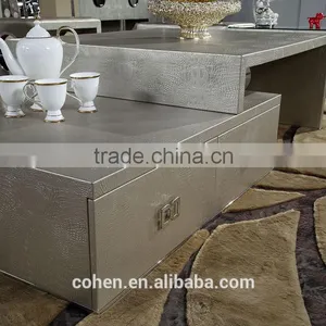 2016 Modern Design Removable Stylish New Center Table Coffee Table Covered by PU for Stainless Steel Furniture thumbnail-3