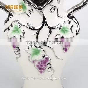 Stock Golden Vase Ceramic Dinner Plate With Grape Design Ceramic Plates Dishes thumbnail-3