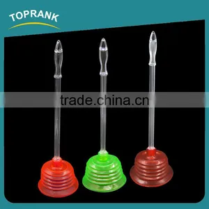Toprank Factory Wholesale PVC Colored Cleaning Toilet Suction Pump Plastic Long Handle Toilet Plunger Pump With Strong Sucker thumbnail-2