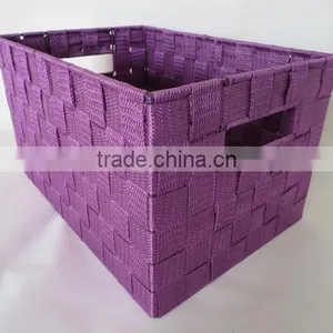 Wholesale Handcrafted Rectangular Webbing Woven Nylon Basket for Storage thumbnail-2