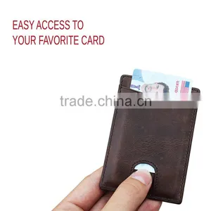 TIANHOOO Slim Card Sleeve Top Quality Italian Leather Ultra Thin Card Holder Minimalist Front Pocket Wallet for Men thumbnail-4