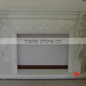 White Artificial Marble Figure Fireplace Mantel thumbnail-1