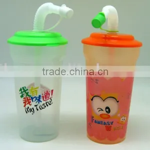 2016 Plastic Drinking Cup 350ML With Straw For Kids thumbnail-1