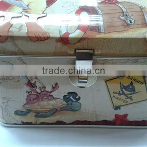 Colorful House Shape Tin Can Coin Bank With Lock thumbnail-2