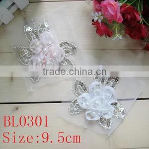 Vintage Beautiful Two Colors Available Sequin Rhinestone Applique for Wedding Dress thumbnail-2