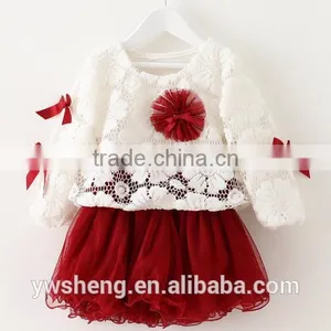 Top Quality Baby Girls Dress Cheap Long Sleeve Children Princess Lace Top Dress thumbnail-1