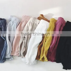 Wholesale Harem Pants Linen Fabric Boutique Kids Clothing Children Clothes thumbnail-3