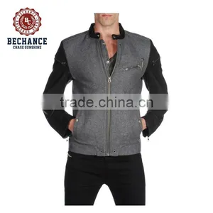 AB3204 Men New Design Leather Sleeves Wool Jackets thumbnail-1
