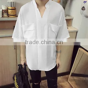 7 Minutes of Sleeve Cotton T-shirt Men Loose Shirt is Pure Color thumbnail-4
