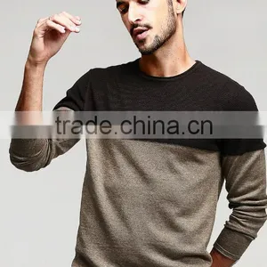 Mans Crew Neck Split Joint Pattern Tight Pullover Sweater for Wholesale thumbnail-3