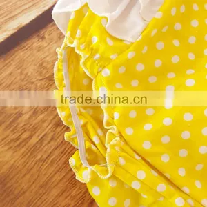 Yellow Polka Dot Wholesale Cotton Ruffled Bloomers Pakistan Baby Romper Clothing thumbnail-4