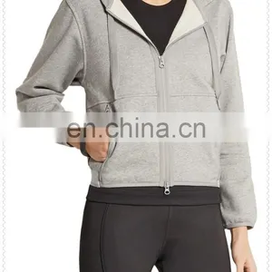 Wholesale OEM Hooded Sweatshirt Cotton Blend Jersey Cropped Top Hoodie thumbnail-4