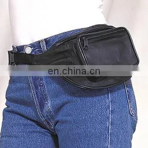 HMB-150A LEATHER FANNYPACK BAG BELT POUCH BLACK thumbnail-1