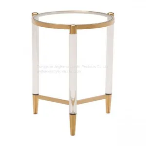 Hot Selling Round Side Table Stainless Steel Brass Table Acrylic Table thumbnail-2