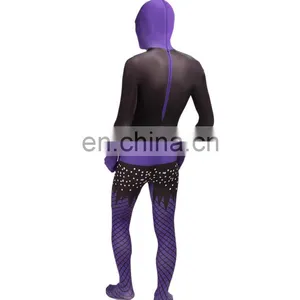 Wholesale Purple Sexy Full Hood Halloween Costume Zentai Lycra Catsuit thumbnail-2