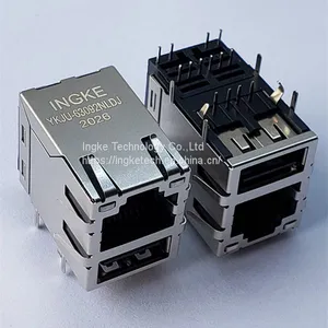 INGKE YKJU-63092NLDJ Direct Substitute ARJE-0032 1 Port RJ45 With USB RJ45 Magjack Connectors 100 Base-T Through Hole thumbnail-1