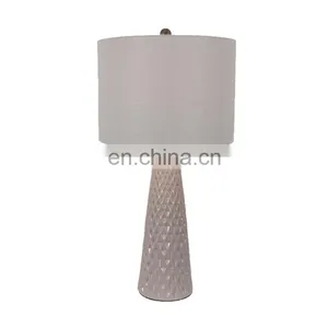 Light Gray Custom Ceramic Base Cheap Hotel Table Decoration Light Bedside Ceramic Lamps for Office Home Decor thumbnail-3