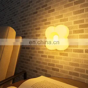 White Flower Shape Plastic Wall LED Light With Remote Control Plug in Socket Use Night Light for Home thumbnail-1