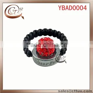 Lucky Red Crystal Ball Hematite Base Weaving Crystal Bead Ring thumbnail-1