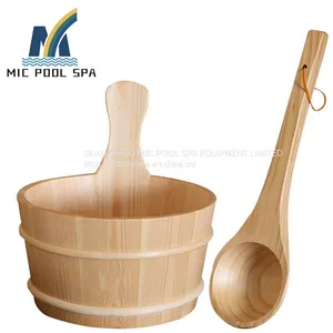 Hot Selling Sauna Accessories,wooden Scoop With Wooden Drum for Sauna Room thumbnail-1