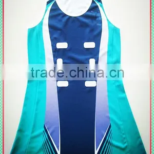 Blue Custom OEM Sublimation Sports Netball Dress thumbnail-1