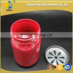 430ml Attractive Painting Glass Mason Jar With Iron Wire thumbnail-2