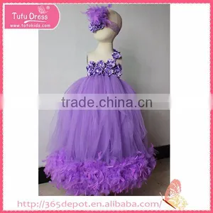 Sleeveless Ostrich Feather Sequin Evening Dress Girl Christmas Dress thumbnail-3