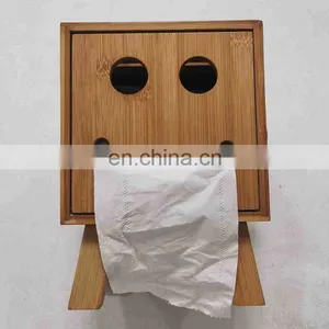Luxury Hotel tv Shape tv Shape Decorative Toilet Roll Paper Tissue Holder With Leg Bamboo Wooden Storage Box Container thumbnail-1