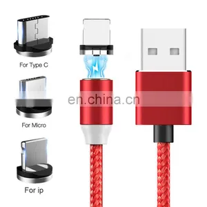 Wholesale Magnet 3 in 1 Magnetic Charging Cable USB To Type C Micro Mobile Phone USB MAGNETIC CABLE Data Cables thumbnail-3