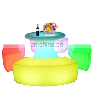 Bar High Table and Chair /Outdoor Modern Glowing Bar Furniture LED Light up Cocktail Table and Chairs thumbnail-1